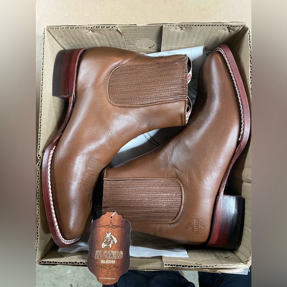 Canelo Leather Square Toe Botín Size 6-11